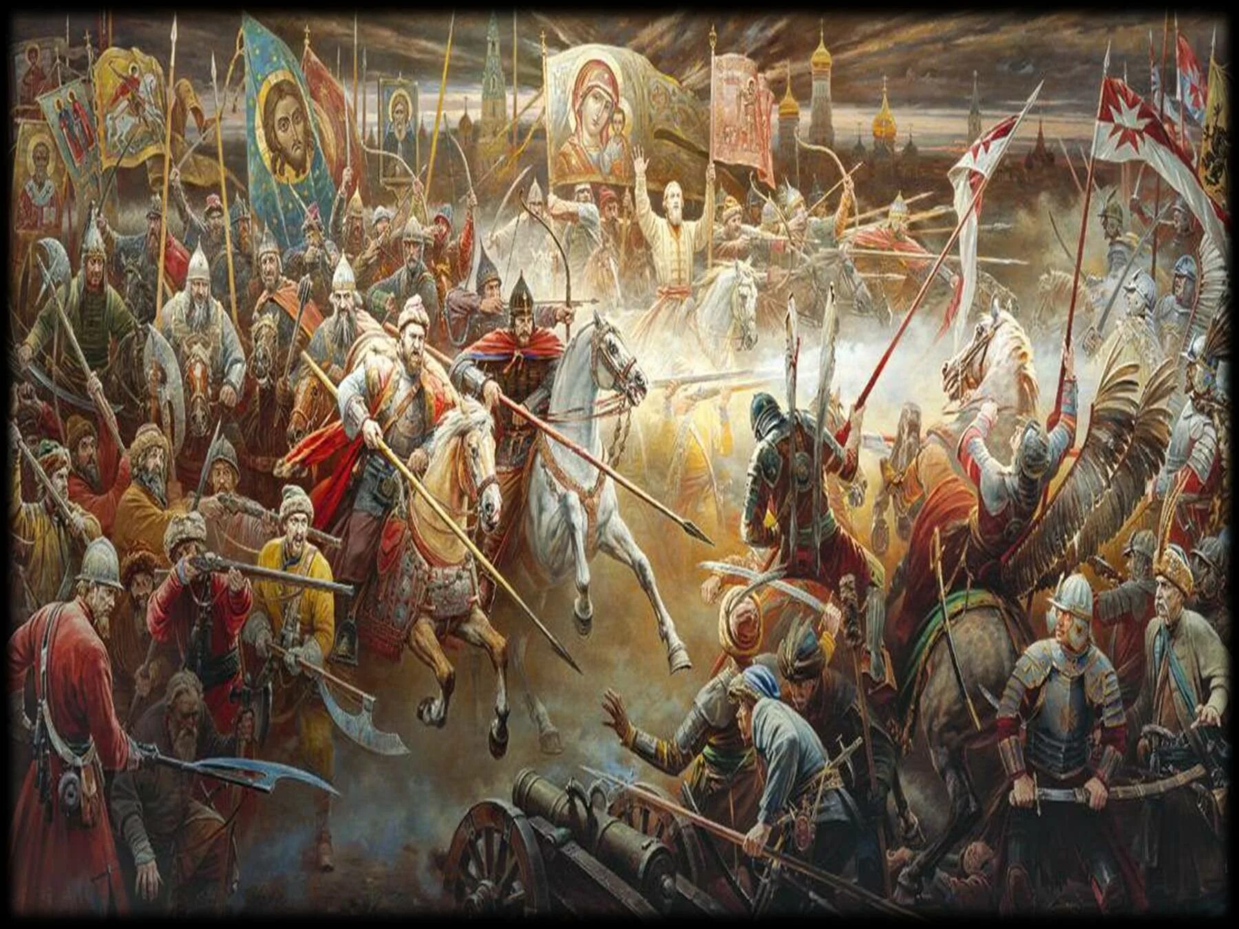 Святые куликовской битвы. Картина битва Ослябя и Пересвет.
