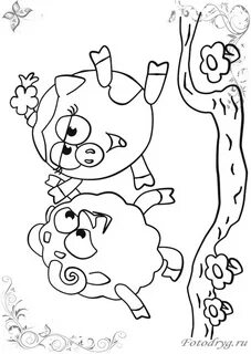 Lamb Nyusha , Coloring Video For Kids Smeshariki \ Раскраски Смешарики BF9