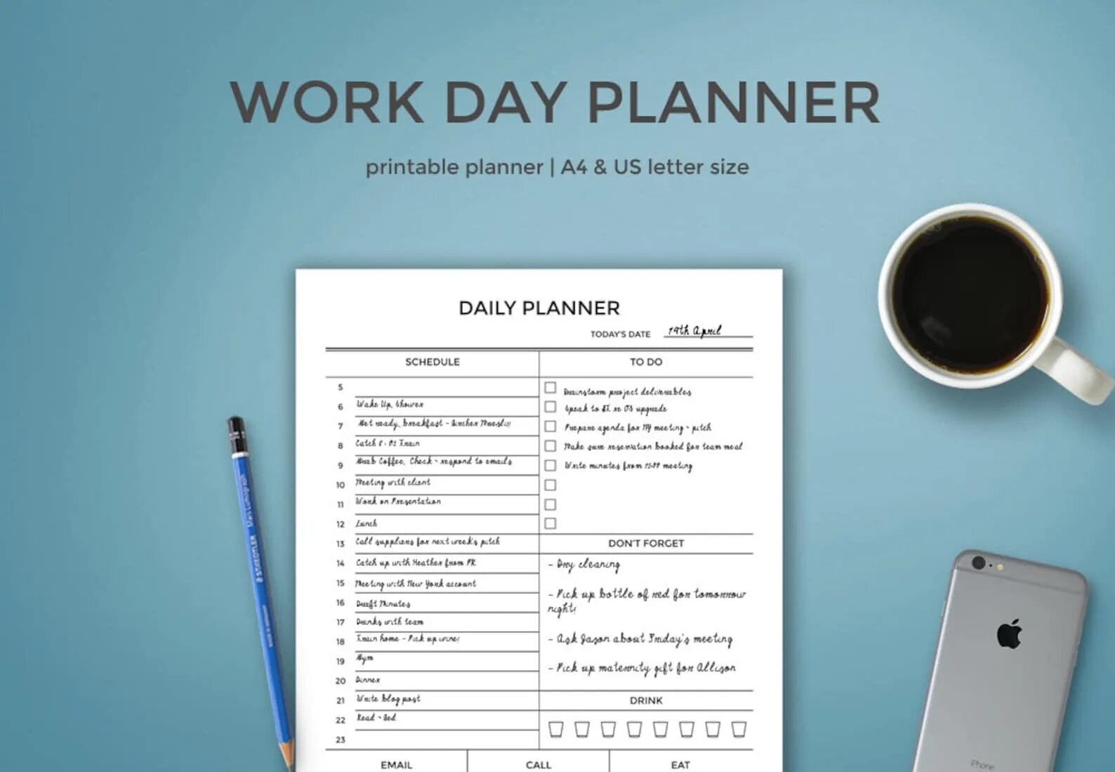 Daily Planner. Plan for the Day. Working Day Plan. Planner for Day. Plan your day