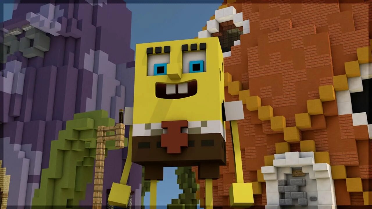 Spongebob minecraft. Спанч Боб майнкрафт. Карта Спанч Боб майнкрафт. Губка Боб билд батл. Майнкрафт карта губка Боб.