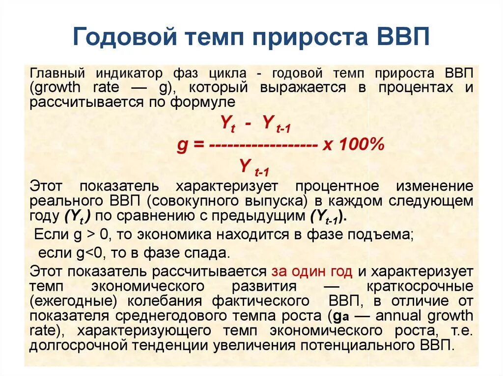 Определить прирост ввп. Формула для расчета годового прироста. Формула расчета роста ВВП. Темп экономического прироста. Годовые темпы прироста ВВП.