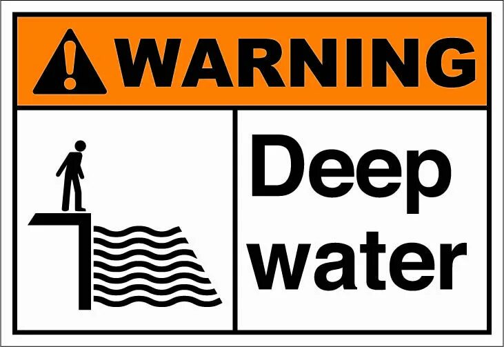 Warn water. Warning deep. safety idioms. deep water sign. grosna warnings для вода.