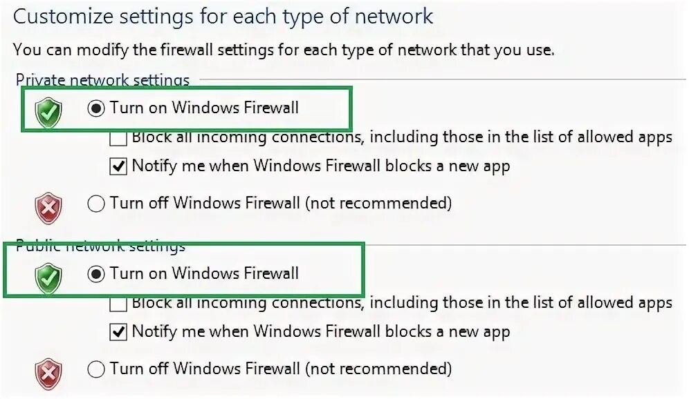 Windows firewall disable