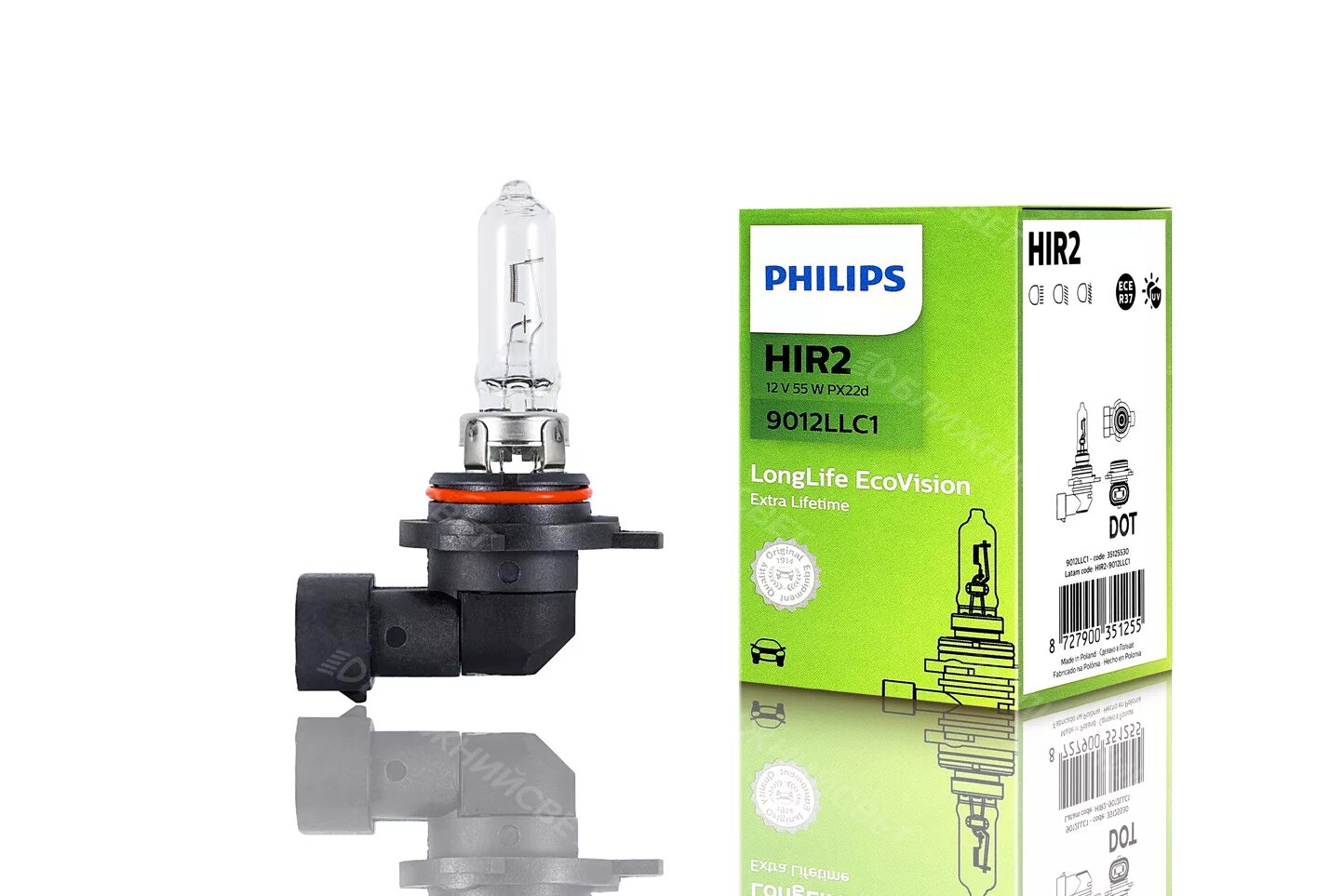 Лампа галогеновая "Philips" hir2 12v 55 Longlife Eco Vision (9012 llc1). Hir2 9012 12v 55w. Philips hir2 9012. Лампа 9012 hir2 галоген. 12v hir2