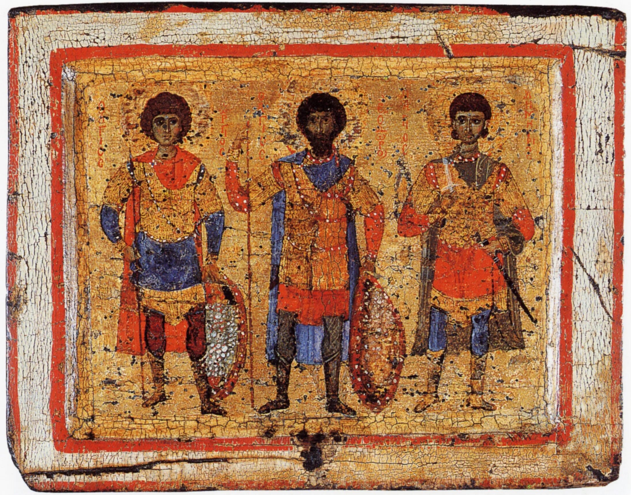 Святой Феодор Стратилат Византия. Святые мученики фреска Византия. Св века