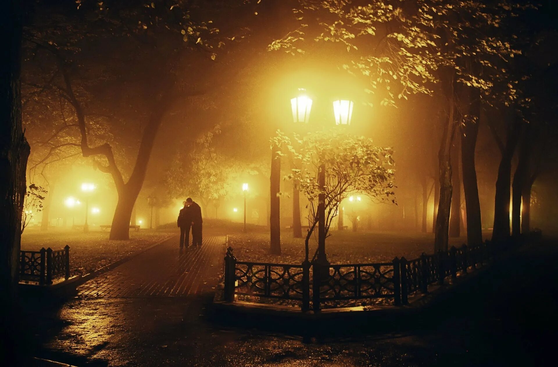 Осенняя ночь. Осенний вечер в городе. Осень вечер парк. Аллея с фонарями. Вечер город фонари