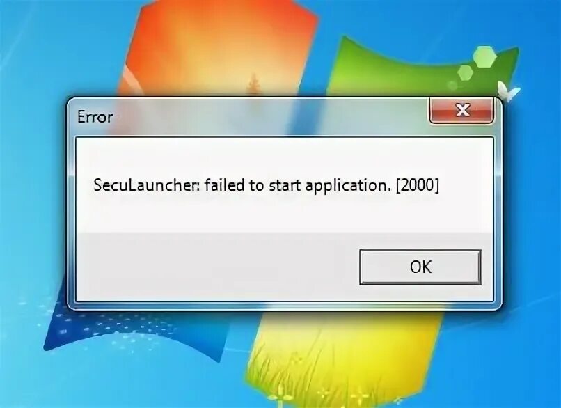 Failed to start application 2000