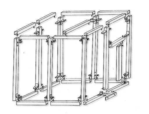 Сборка без сварки. Монтажный каркас Isa-8 icc19401. ЛСК каркас 2мм. Каркас металлический КДМ модульный. Болтовые соединения каркаса чертеж.