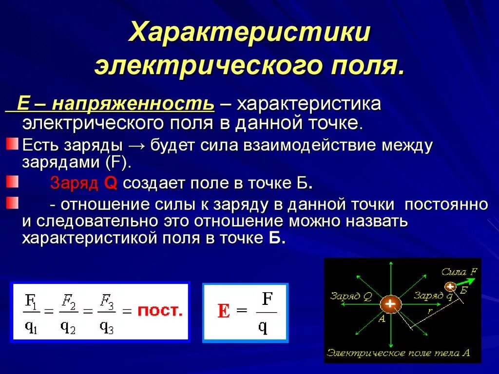 Физические характеристики электрического поля. Свойства электрического поля физика. Напряженность силовая характеристика электрического поля. Характеристики электрического поля напряженность и потенциал. Отношение а и б показывает