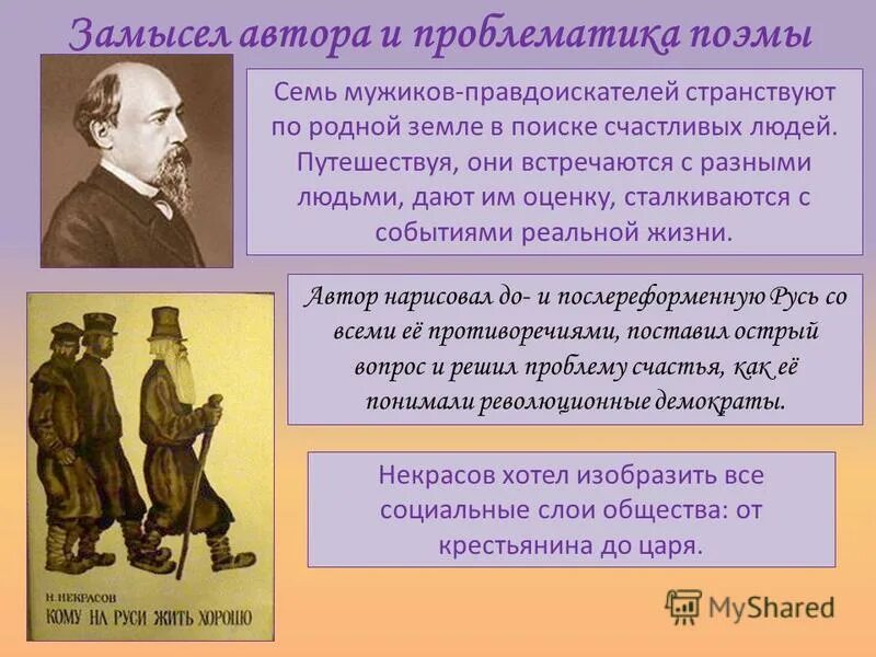 Проблематика поэмы кому на Руси жить хорошо. Как понимают герои счастье в поэме кому на Руси. Как понимают счастье герои поэмы кому на Руси жить хорошо. Многообразие крестьянских типов.