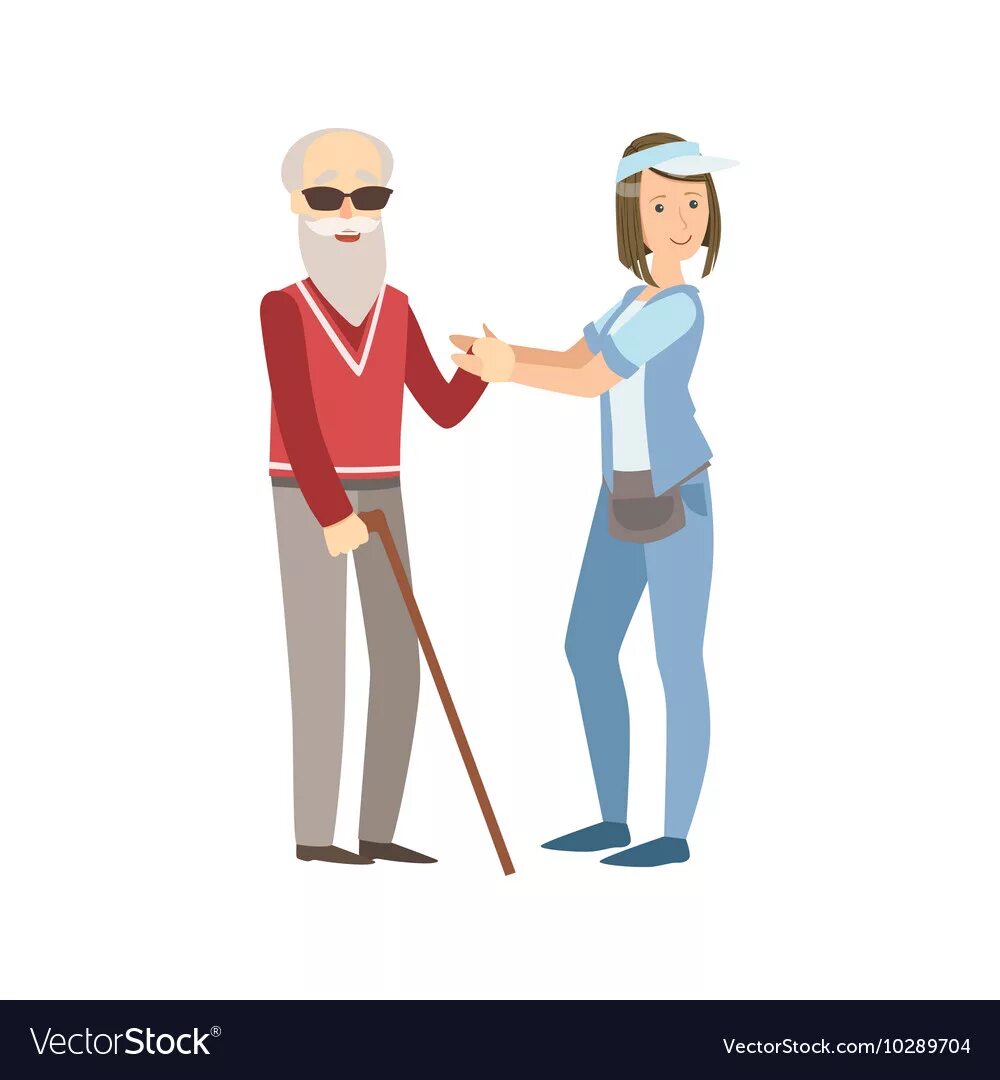 Blind man saving lady jogger