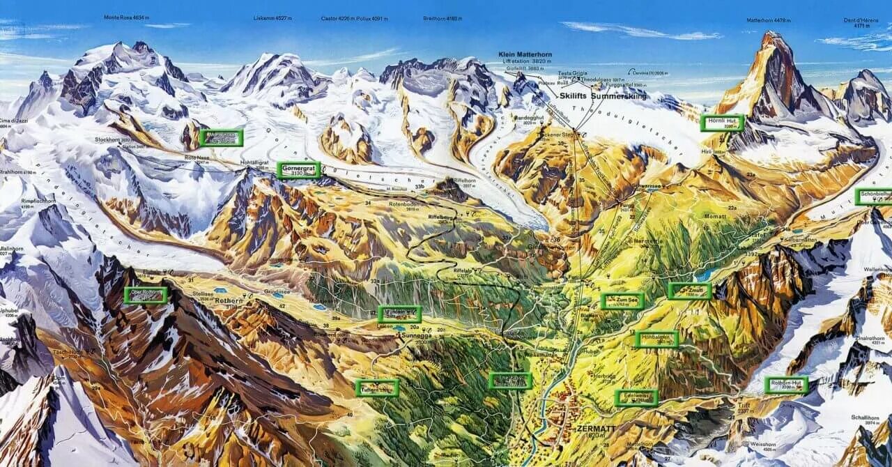 Маттерхорн гора Монблан. Гора Маттерхорн в Швейцарии на карте. Церматт на карте Швейцарии. Церматт схема трасс. Средняя высота гор альпы