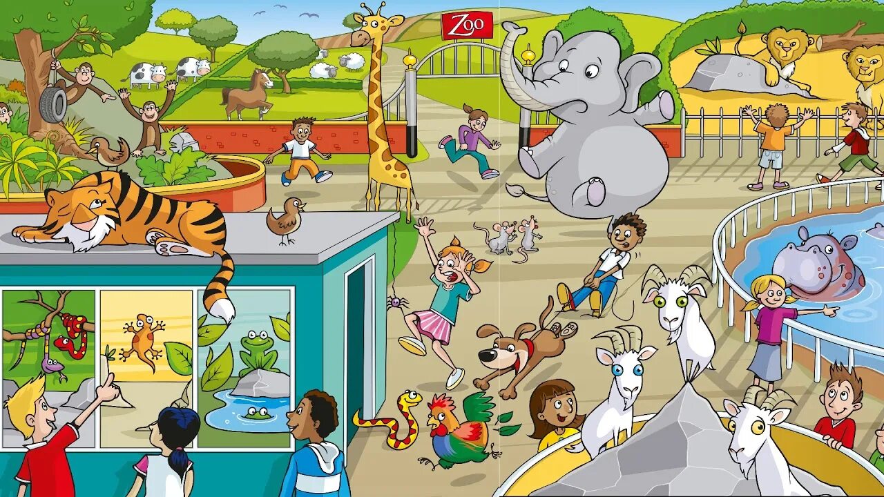 Рисунок зоопарка с животными. Игра зоопарк для детей. Zoo картинка для описания. Картинки для описания. Present continuous spotlight 3 wordwall