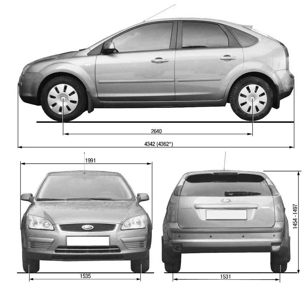 Фокус универсал характеристики. Габариты Форд фокус 2 седан Рестайлинг. Ford Focus 2 Рестайлинг габариты. Ford Focus 2 седан габариты. Габариты Форд фокус 2 седан 2007.