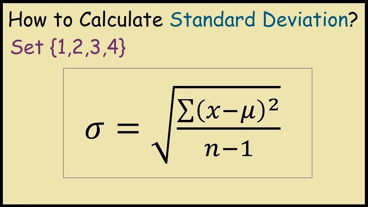 How to calculate Standard deviation. Calculation of the Standard deviation. How to find Standard deviation. Standard deviation Formula.