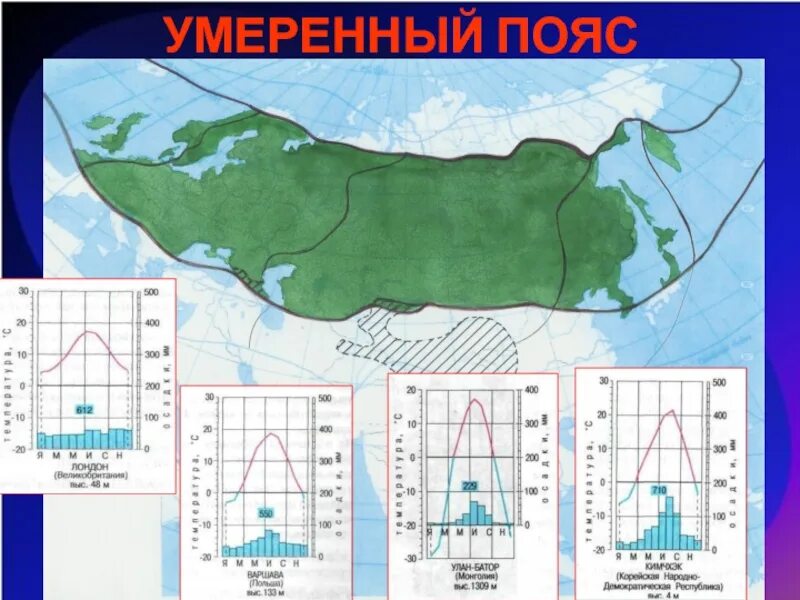 Морской климат погода летом и зимой. Континентальный климат умеренного пояса Евразии. Умеренно континентальный пояс Евразии. Умеренный климатический пояс на карте Евразии. Умеренный морской климатический пояс Евразии.