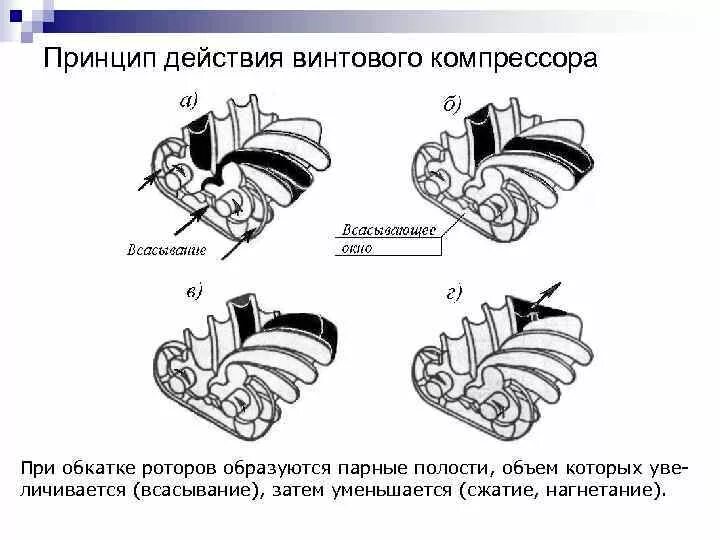Схема устройства винтового компрессора