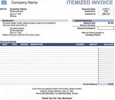 Bill invoice