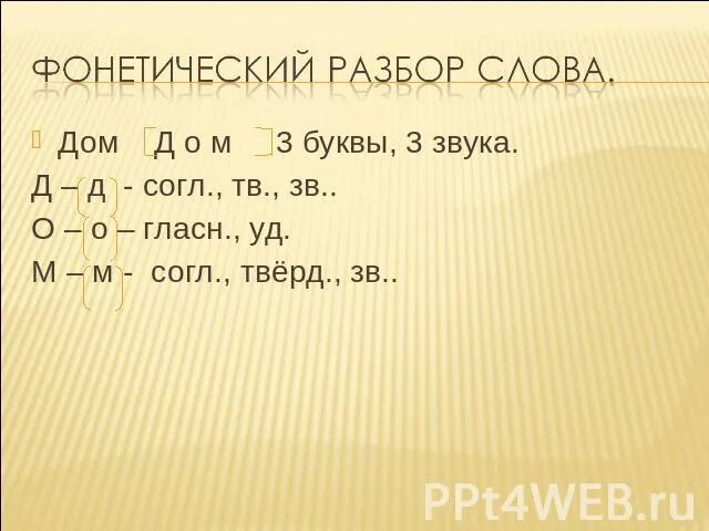 Разбор слова дом схема