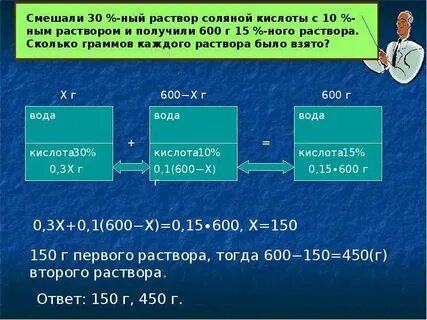 При смешивании первого раствора 20