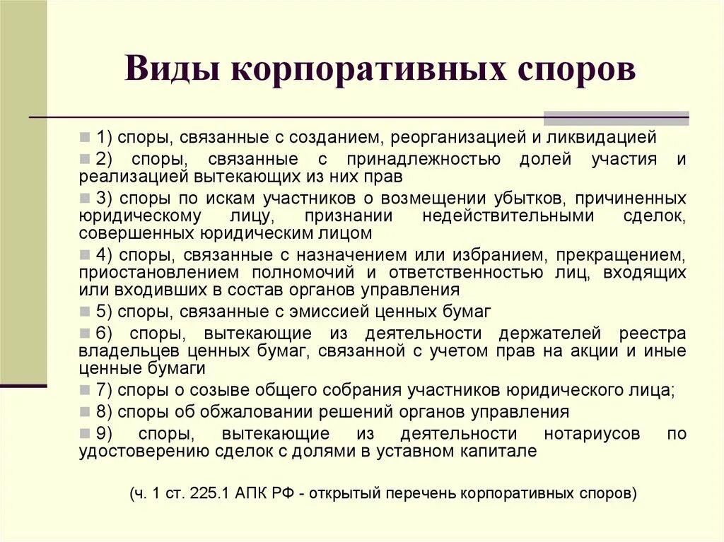 Споря вид. Виды корпоративных споров. Понятие и виды корпоративных споров.. Варианты разрешения корпоративных споров. Особенность рассмотрения корпоративного спора.