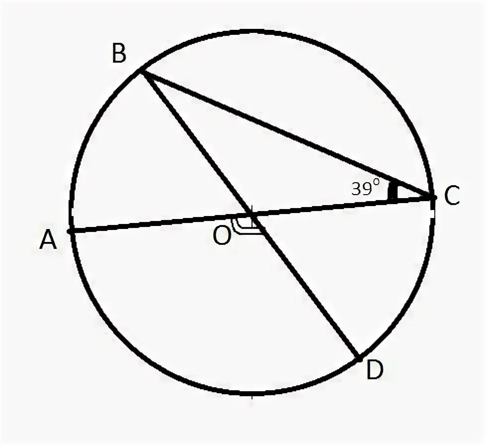 Отрезки АС И ВД диаметры окружности с центром о угол АСВ равен 53. В окружности с центром о АС И ВД диаметры угол АСВ равен 16. В окружности с центром о АС И ВД диаметры угол АСВ равен 26. AC И bd диаметры окружности с центром о угол ACB 39 градусов Найдите угол AOD.
