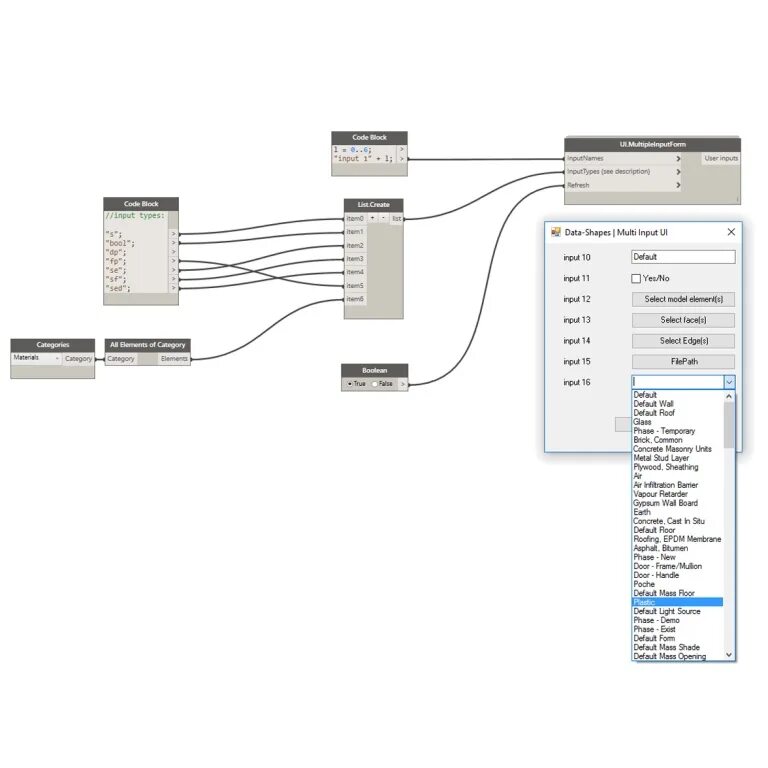 Input shape. Ноды в dynamo select model element. аналоги команды input. data.shape реализация кода. multi input js.