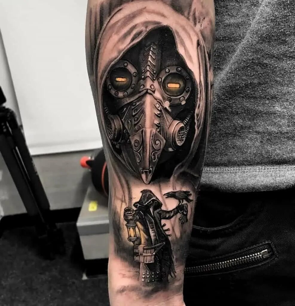 Татуировка чумной доктор. Чумной доктор стимпанк тату. Чумной доктор таттоо. Тату доктор чума. Чумной доктор значение.