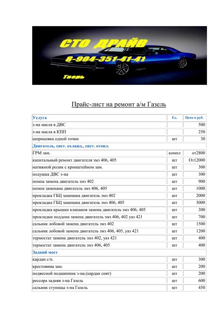 Прейскурант по ремонту автомобилей. Прайс-лист на ремонт газели. Расценки в автосервисе. Расценки на ремонт автомобилей