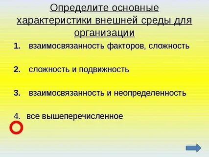 Характеристики внешней среды
