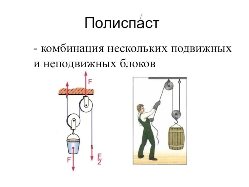 Система идеальных блоков. Несколько подвижных блоков. система полиспаст. физика система блоков полиспаст. простейший полиспаст.