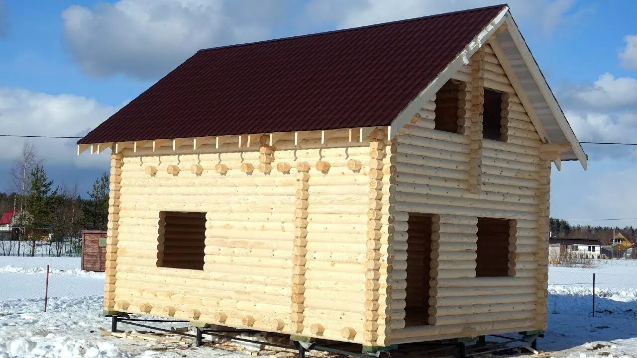 Сруб бани 6.0х6.0м. полтора этажа с крышей "Белокаменка". Цена в СПб 363.133 руб