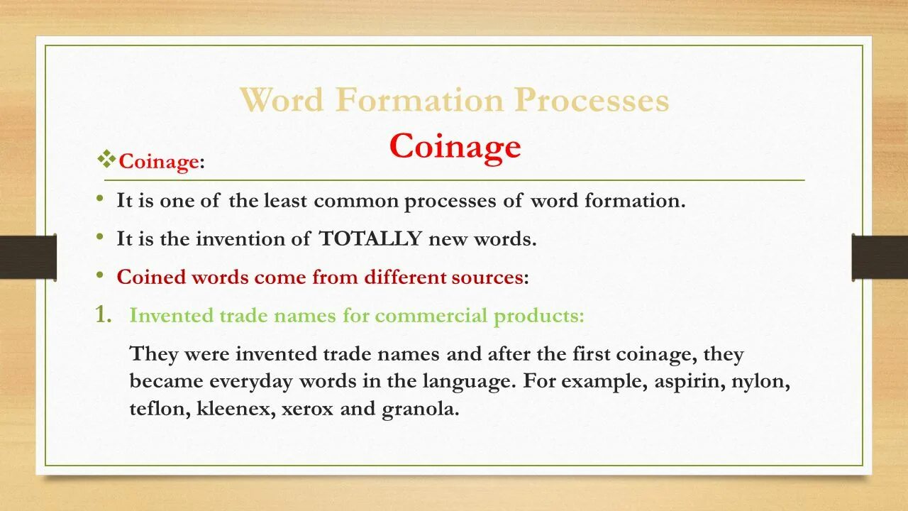 Common process. Coinage Word formation. Word formation process. Word formation презентация. New Word formation.