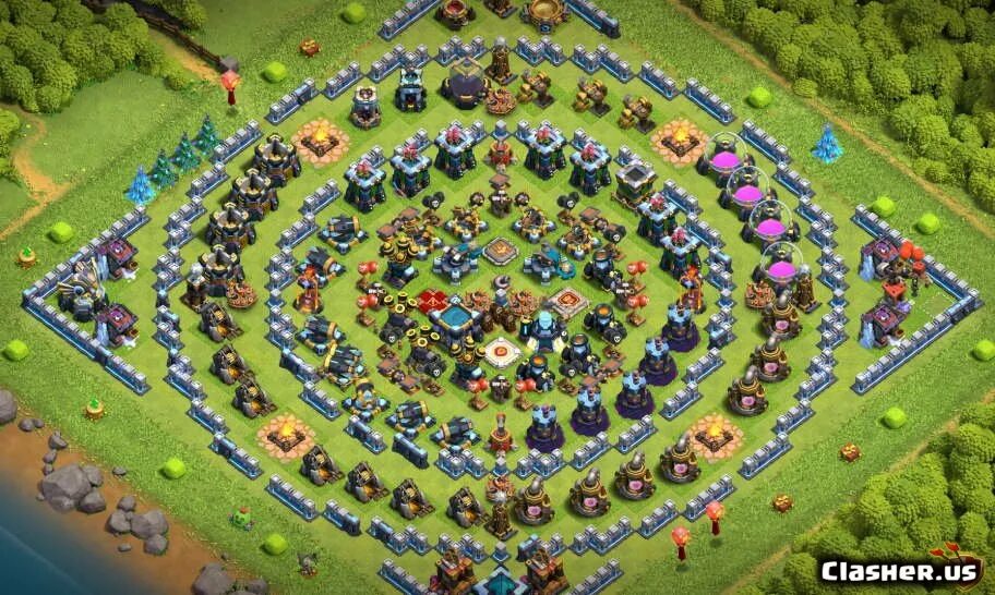 Clash of clans 13. Ратуша 13 ТХ клеш оф кленс. Базы на 13 ТХ В Clash of Clans. Базы на Clash of Clans 13 уровня. 13 Town Hall Clash.