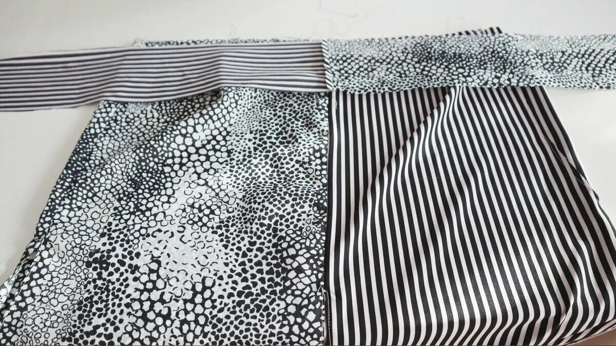 Комбинированная рубашка из разных тканей. Как шить ткань в полоску.