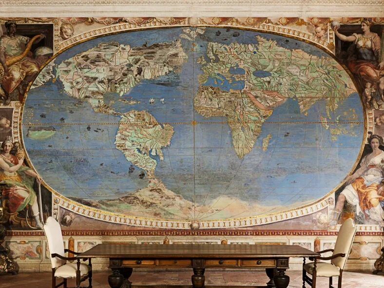 Карта во Дворце палаццо Фарнезе. Галерея географических карт в Ватикане.