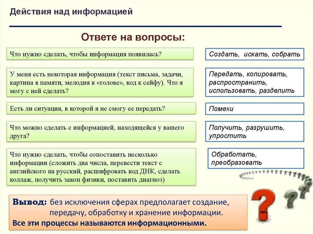 Информация появляется в результате. Основные действия выполняемые над информацией. Основные действия выполняемые над информацией ответ. Отметьте информационные процессы действия с информацией ответы. Отметь информационные процессы действия с информацией ответ.