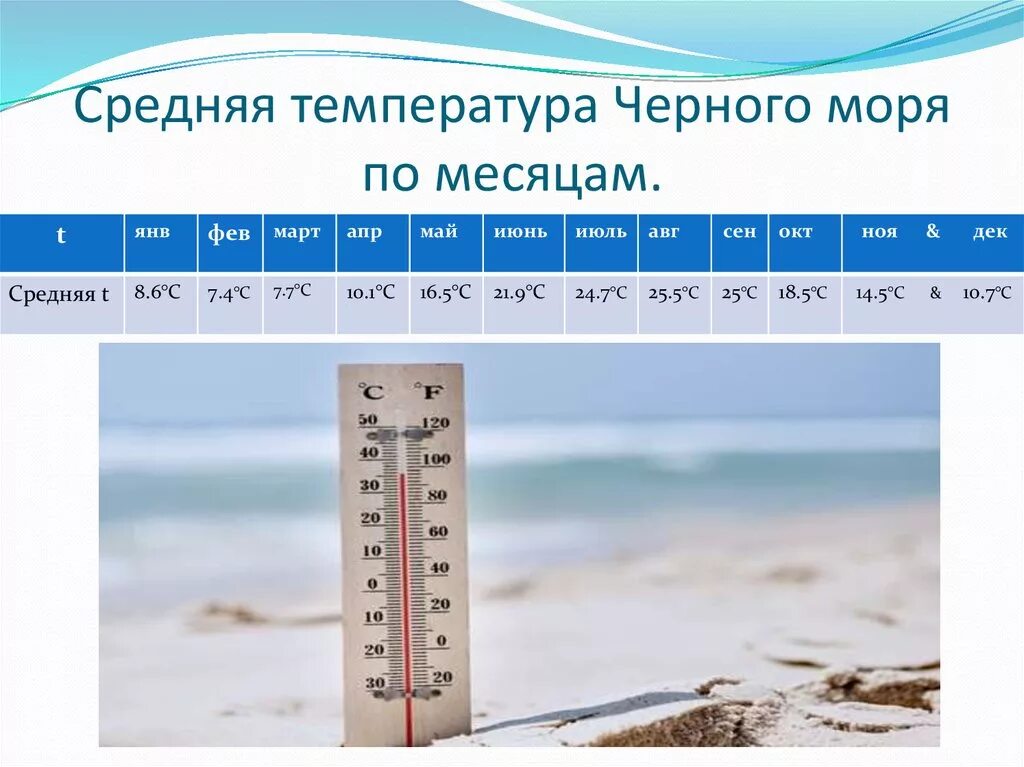 Сколько градусов температура моря