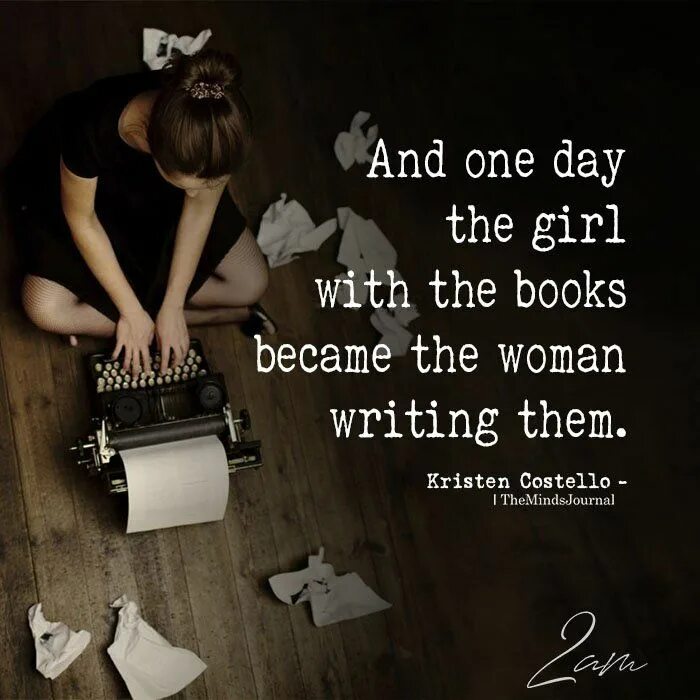 One of them in writing. Quotes about books and reading. a book with the green cover written by woman for self improvement. violet woman writing text.