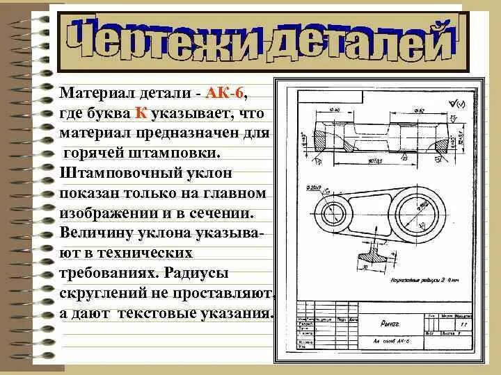 Описание материала детали