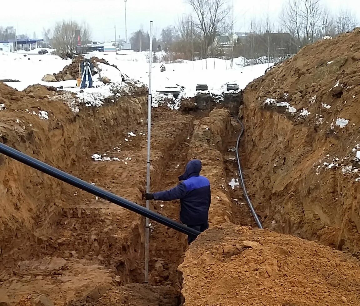 Наружные сети водоснабжения. Прокладка канализационного коллектора. Внутриквартальные сети водоснабжения. Водопроводная сеть жилого комплекса.