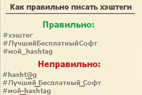 Как правильно писать хештеги