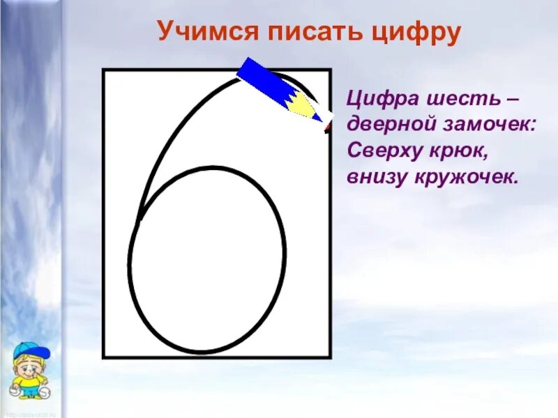 Презентация цифры 6 класс. Написание цифры 6. поэтапное написание цифры 6. цифра 6 письменная. объяснение написания цифры 6.