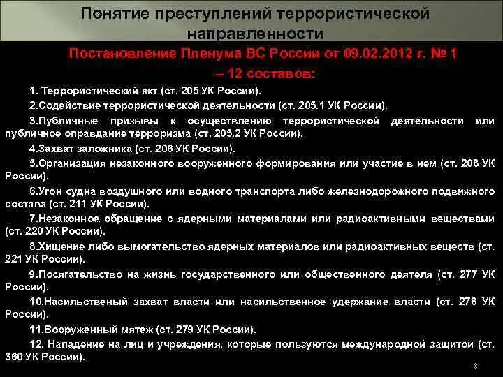 Терроризм сроки наказания. Деяние в ст.205 УК РФ. Статьи уголовного кодекса о терроризме. Статье террористических актов. Статьи террористической направленности.