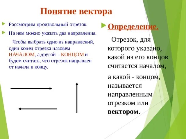 Какой термин соответствует данному определению. Понятие вектора. Понятие вектора определение. Произвольные отрезки. Понятие вектора отрезки.