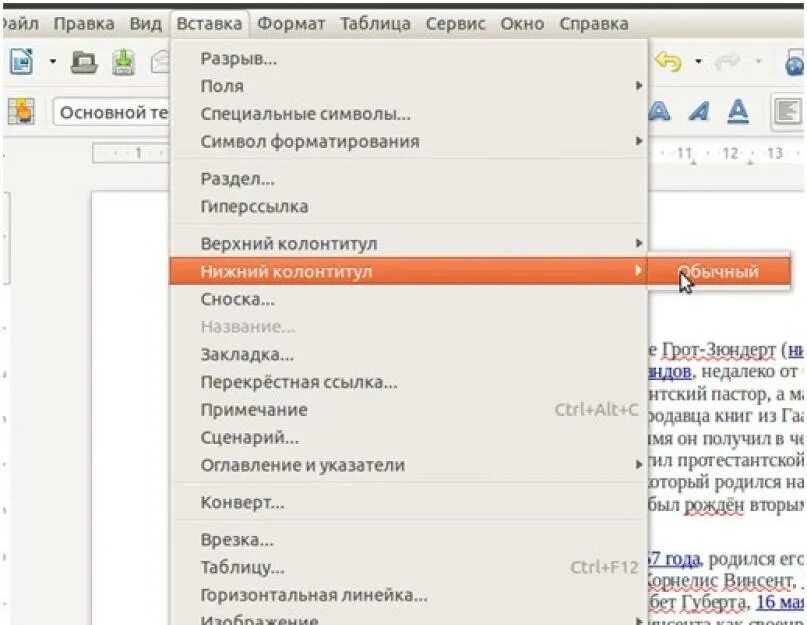 Как в опен офисе убрать. Нижний колонтитул в опен офис. Как пронумеровать страницы в опен офис. Нумерация страниц в опен офис. Пронумеровать страницы в опен офис.