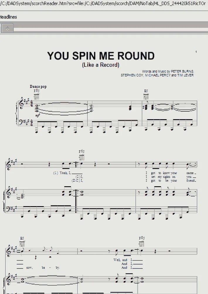 You Spin me Round (like a record) слова. You Spin me Round Ноты. Dead or Alive you Spin me right Round Ноты. You Spin me Round like a record.