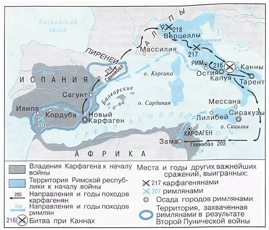Контурная карта римская республика 5 класс. Территория Рима к началу второй Пунической войны.