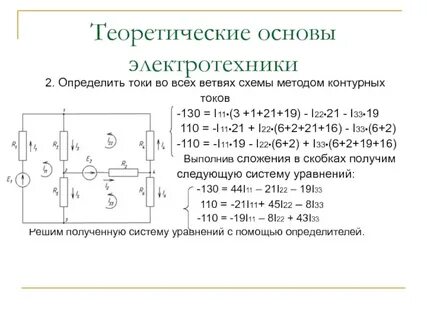 Система уравнений по методу контурных токов