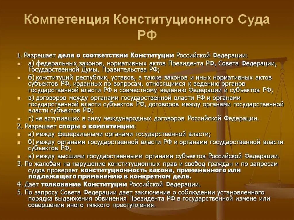 Полномочия и решения конституционного суда